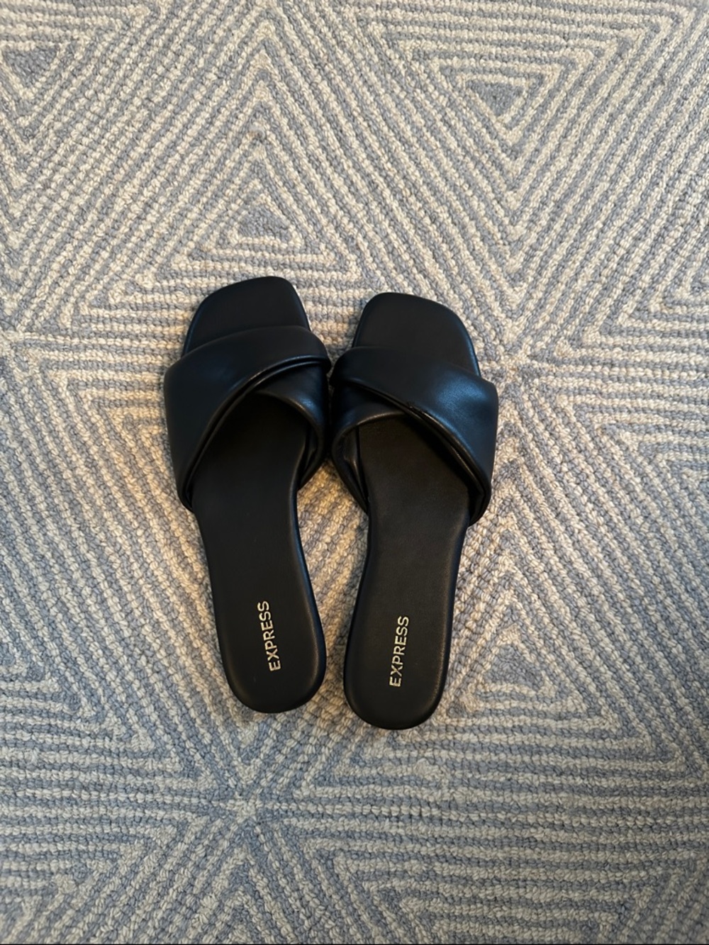 Express Black Cross-Strap Slide Sandals
